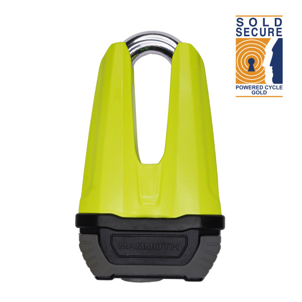 Mammoth Security Mammoth security renegade disc lock 13mm fluoro yellow sold secure gold approved